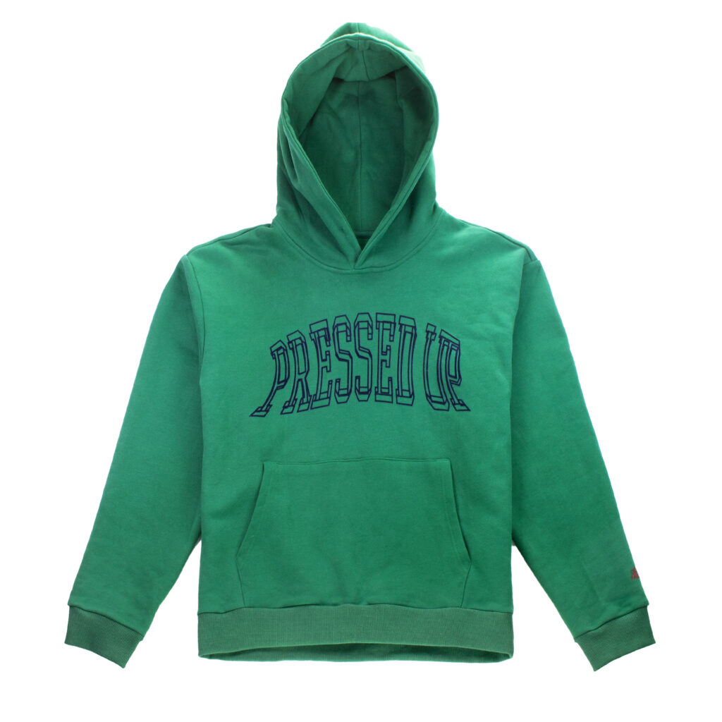 green flat lying hoodies